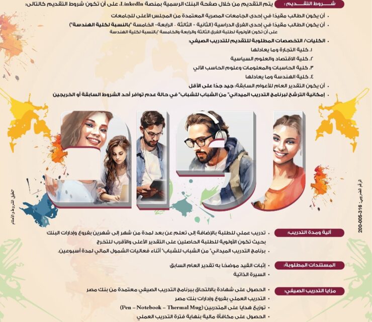 برنامج التدريب الصيفي البنكي – بي إم رواد في بنك مصر لعام 2024 Banque MisrBanque Misr BM Rowad Banking Internship